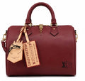 Louis Vuitton Cat Charm Speedy 30 Satchel-Red Wine