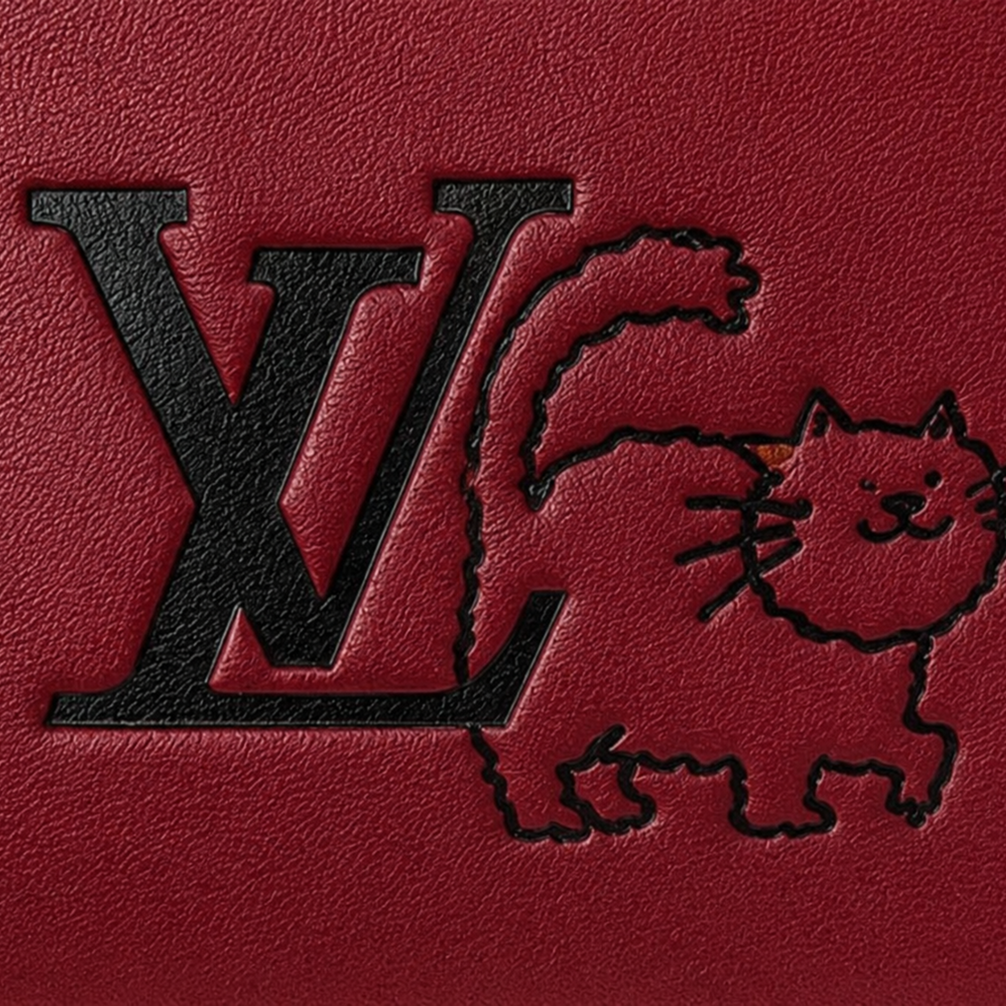 Louis Vuitton Cat Charm Speedy 30 Satchel-Red Wine